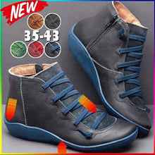 Load image into Gallery viewer, 2019 New Women's PU Leather Ankle Boots Women Winter Cross Strappy Vintage Women Punk Boots Flat Ladies Shoes Woman Botas Mujer