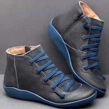 Load image into Gallery viewer, 2019 New Women's PU Leather Ankle Boots Women Winter Cross Strappy Vintage Women Punk Boots Flat Ladies Shoes Woman Botas Mujer