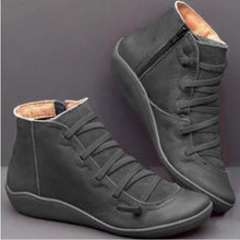 Load image into Gallery viewer, 2019 New Women's PU Leather Ankle Boots Women Winter Cross Strappy Vintage Women Punk Boots Flat Ladies Shoes Woman Botas Mujer