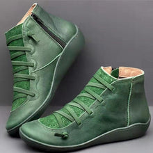 Load image into Gallery viewer, 2019 New Women's PU Leather Ankle Boots Women Winter Cross Strappy Vintage Women Punk Boots Flat Ladies Shoes Woman Botas Mujer