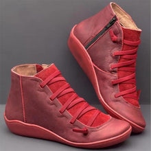 Load image into Gallery viewer, 2019 New Women's PU Leather Ankle Boots Women Winter Cross Strappy Vintage Women Punk Boots Flat Ladies Shoes Woman Botas Mujer