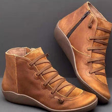 Load image into Gallery viewer, 2019 New Women's PU Leather Ankle Boots Women Winter Cross Strappy Vintage Women Punk Boots Flat Ladies Shoes Woman Botas Mujer