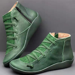 2019 New Women's PU Leather Ankle Boots Women Winter Cross Strappy Vintage Women Punk Boots Flat Ladies Shoes Woman Botas Mujer